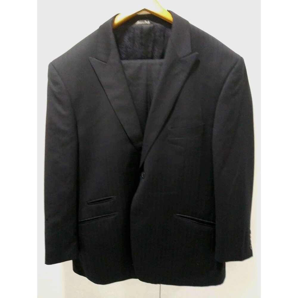Louis Dell’ Olio - Men's Italian Suit - 46R Navy Blue 100% Wool Jacket Pants W41